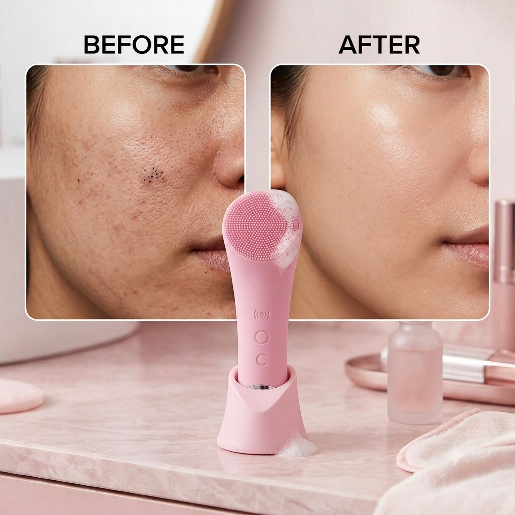 Hqlove™ Sonic Facial Cleansing Brush — Warm Silicone Deep Cleanse